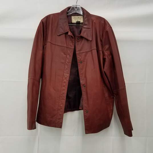 Eddie Bauer Red Leather Jacket Size XXL image number 1