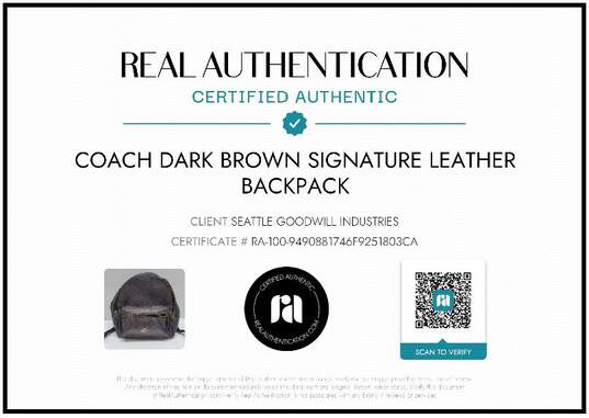 AUTHENITCATED COACH DARK BROWN SIGNATURE LEATHER BACKPACK 11.5x10x7 image number 2