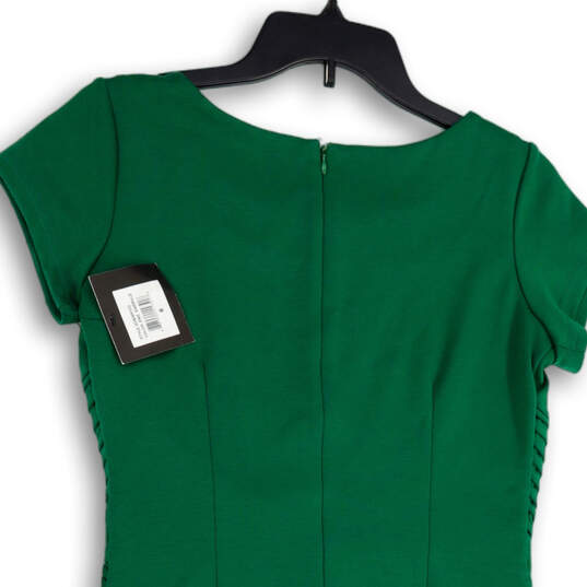 NWT Womens Green Short Sleeve Back Zip Knee Length Sheath Dress Size 4 image number 4