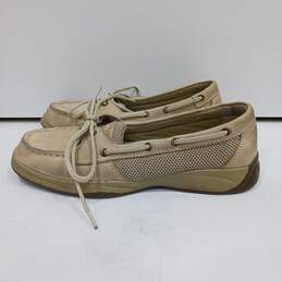 Sperry Top Sider Laguna Beige Leather Boat Shoes Size 4M