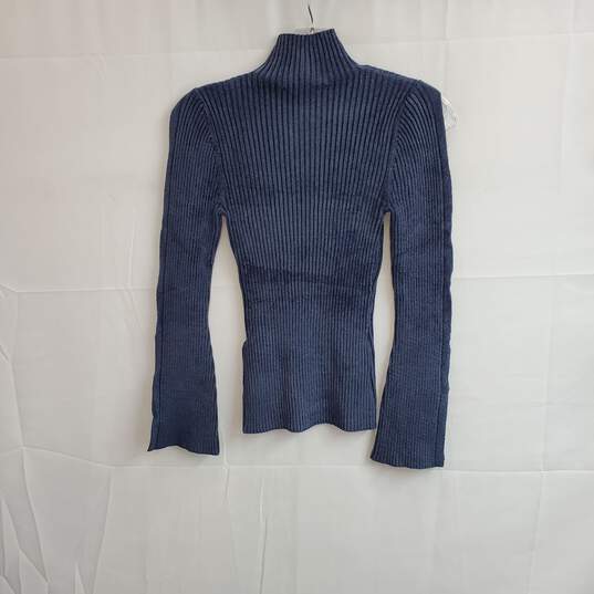 White House Black Market Gray Blue Open Sleeve Knit Sweater WM Size S NWT image number 2
