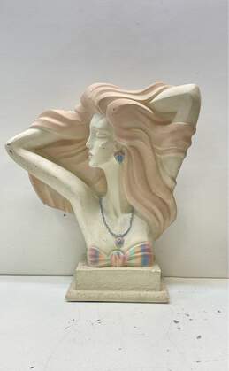 Art Deco Bust Statue Vintage Sculpture of Model Profile Signed.