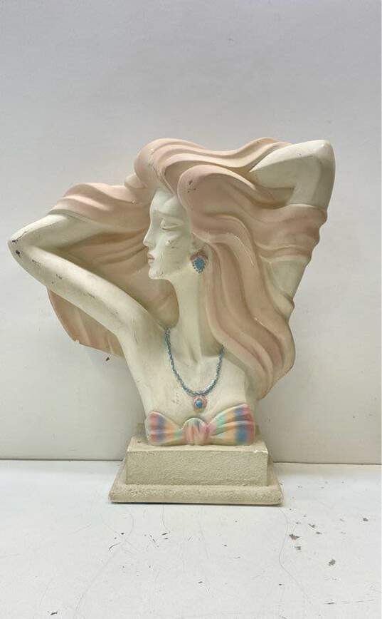 Art Deco Bust Statue Vintage Sculpture of Model Profile Signed. image number 1