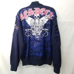 Blue Cotton Patched Full Zip Jacket alternative image