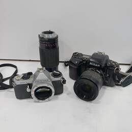 2 Vintage Pentax MV1 Body Only and Nikon N6006 Film Camera & Lens Bundle