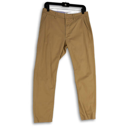 Womens Tan Flat Front Slash Pocket Straight Leg Chino Pants Size 27 image number 1