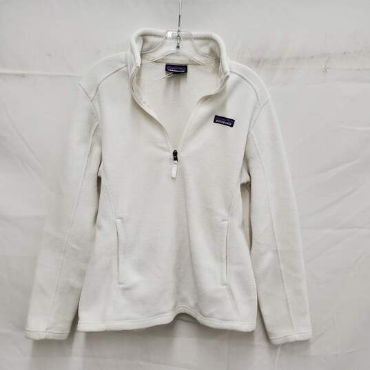 Patagonia Synchilla WM's 1/4 Zip White Fleece Pullover Size M image number 1