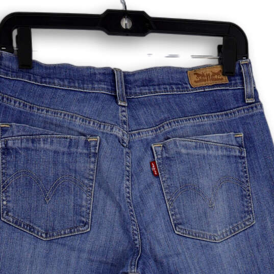 Womens Blue Denim Medium Wash 5-Pocket Design Cuffed Capri Jeans Size 6 image number 4