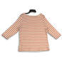 Womens White Pink Striped Round Neck 3/4 Sleeve Pullover Blouse Top Size 1X image number 2