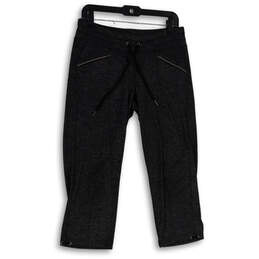 Womens Gray Space Dye Elastic Waist Zipper Pocket Cropped Pants Size Small