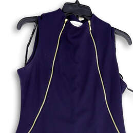 Womens Blue High Neck Stretch Sleeveless Pullover Sheath Dress Size 10