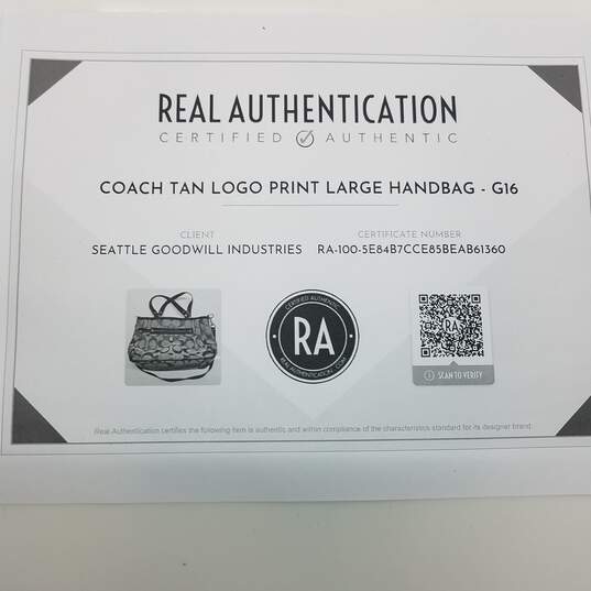 Coach Signature 'Laura' 14941 Tan Monogram Canvas Bag w/ COA image number 5
