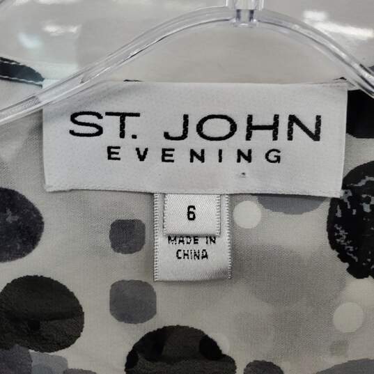 St. John Evening Gray & Black Silk Rosette Embellished Sheer Blouse WM Size 6 image number 3