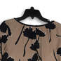 Womens Brown Black Floral Round Neck Long Sleeve Pullover Blouse Top Size M image number 4