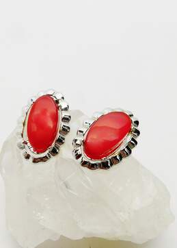 VNTG Coro Red & Silver Tone Clip-On Earrings 9.4g alternative image