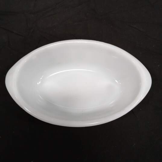 White Glass Bake Dish w/ Green Floral Design image number 3