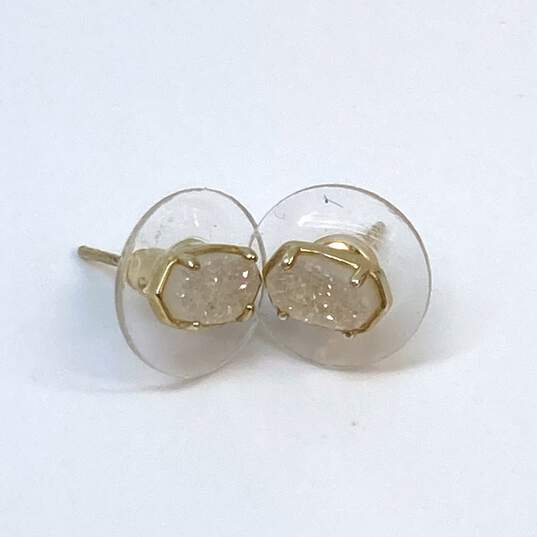 Designer Kendra Scott Gold-Tone Hexagonal Push Back Stud Earrings 1.4g image number 2