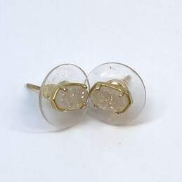 Designer Kendra Scott Gold-Tone Hexagonal Push Back Stud Earrings 1.4g alternative image