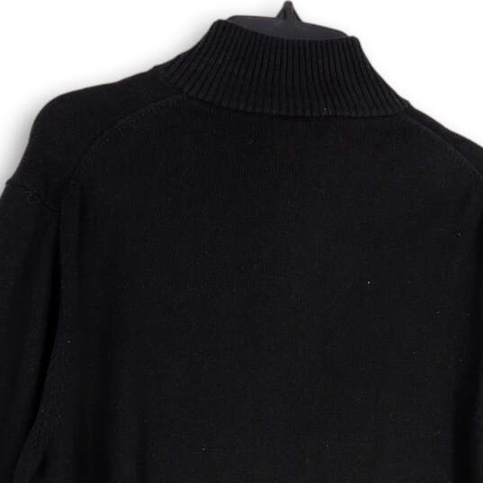Mens Black Knitted Long Sleeve 1/4 Zip Mock Neck Pullover Sweater Size L image number 4
