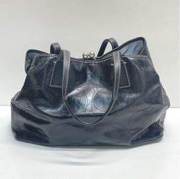 COACH F15658 Carryall Kisslock Signature Black Leather Satchel Bag alternative image