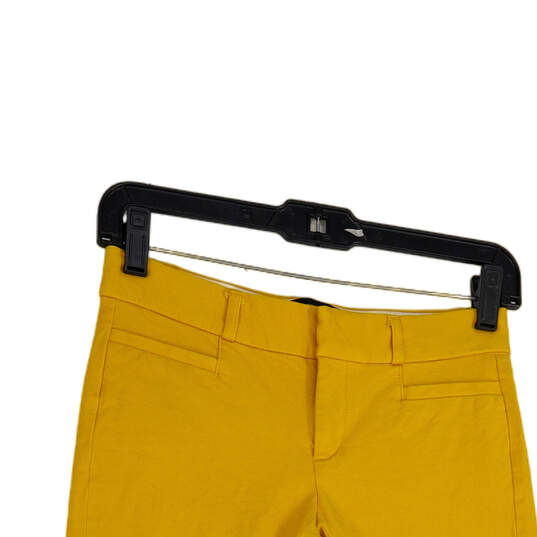 Womens Yellow Flat Front Pockets Regular Fit Skinny Leg Ankle Pants Size 0 image number 3