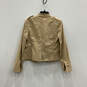Womens Tan Long Sleeve Flap Pockets Collared Button Front Jacket Size 6 image number 2