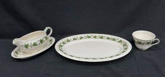 Set of 3 Royal Gadroon Ivy Leaf Pattern Teacup, Gravy Boat with Underplate & Serving Platter image number 8