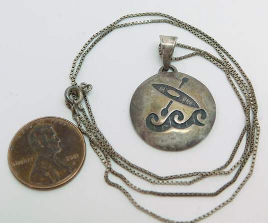 Artisan 925 Carved Pendant Necklace 7.4g image number 6