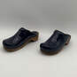 Womens Lotte Blue Leather Round Toe Block Heel Slip-On Clogs Size 40 image number 3