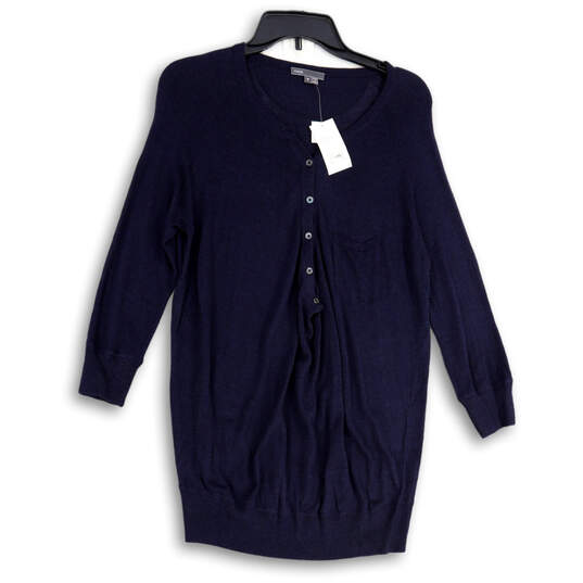 Nwt Womens Blue Knitted Long Sleeve Button Front Cardigan Sweater Size M image number 1