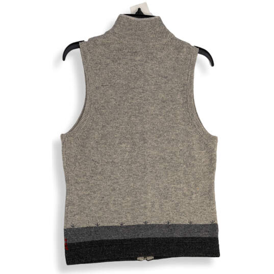 Womens Gray Knitted Mock Neck Sleeveless Full-Zip Vest Size S/P image number 2