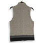 Womens Gray Knitted Mock Neck Sleeveless Full-Zip Vest Size S/P image number 2