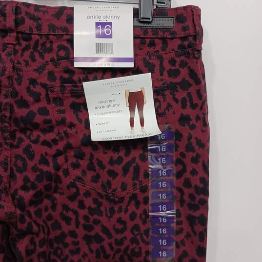 Social Standard Women's Red Animal Print Pants Size 16 image number 3
