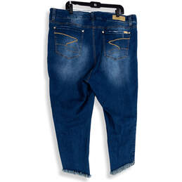 Womens Blue Denim Medium Wash Distressed Tapered Leg Jeans Size 22W alternative image