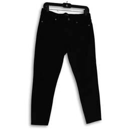 Womens Black Denim Dark Wash 5-Pocket Design Skinny Leg Jeans Size 29 Petite