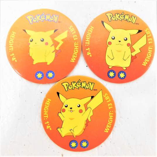 Pokemon Vintage Pikachu Nintendo Cardboard Pog Coin Lot of 3 image number 1