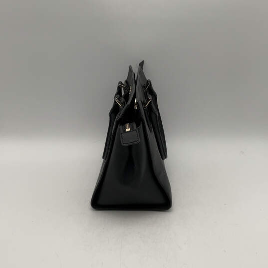 Womens Black Leather Double Handle Zipper Pocket Shoulder Bag Purse image number 4