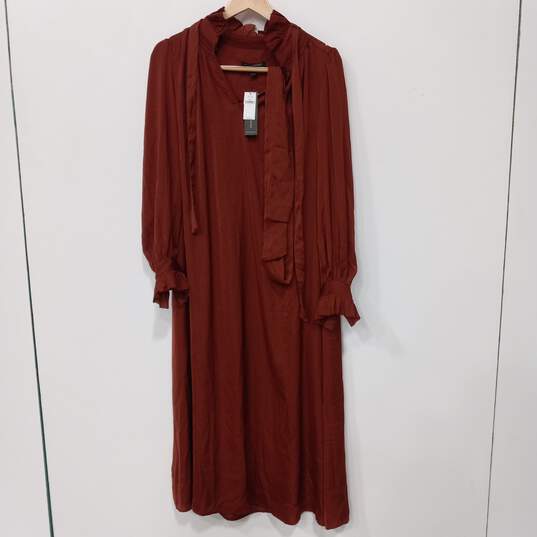 BANANA REPUBLIC MAROON LONG SLEEVE FLOWY DRESS SIZE SMALL PETITE NWT image number 1