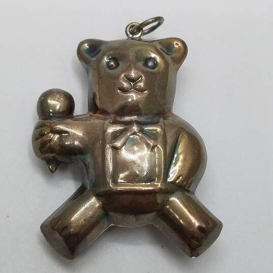 Buy the Sterling Silver Teddy Bear W/Rattle Pendant 13.3g | GoodwillFinds