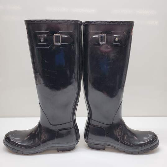 Hunter Original Gloss Tall Rain Boots Size 7M/8F Black image number 4