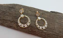 14K Yellow & White Gold Diamond-Cut Circle Drop Earrings 4.8g