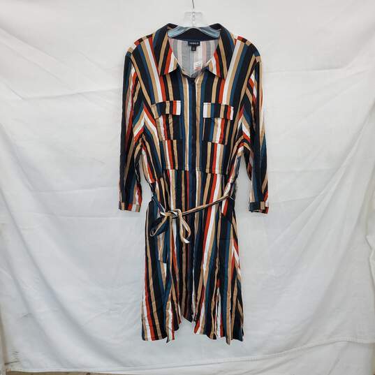 Torrid Multicolor Striped Button Up Belted Dress WM Size 2 ( 2X ) NWT image number 1