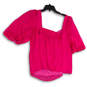NWT Womens Pink Square Neck Pullover Cropped Blouse Top Size X-Large image number 1