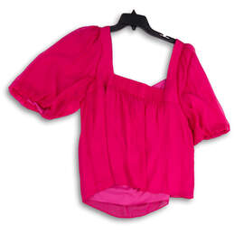 NWT Womens Pink Square Neck Pullover Cropped Blouse Top Size X-Large