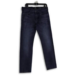 Mens Blue Denim Dark Wash 5-Pocket Design Straight Leg Jeans Size 33