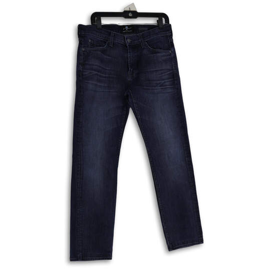Mens Blue Denim Dark Wash 5-Pocket Design Straight Leg Jeans Size 33 image number 1