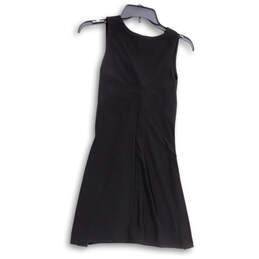 Womens Black Pleated Front V-Neck Sleeveless Pullover Mini Dress Size 6 alternative image
