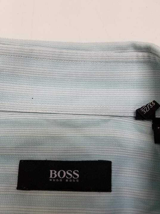 Boss Men's Aqua Blue Long Sleeve Polo Shirt Size 15.5 (32/33) image number 5