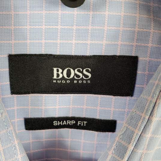 Hugo Boss Men Purple Plaid Dress Shirt M image number 3