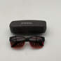 Womens DL0012 Black Red Tortoise Full Rim Wayfarer Sunglasses With Case image number 1